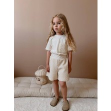 Jolly Kids Kız Çocuk Krem Dantelli Şortlu Takım