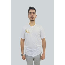 Daniel Milano Erkek Couture V Yaka Beyaz Tişört