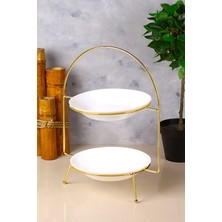 Yaren Style 2 Katlı Metal Lüks Rios Gold Etajer Sunum Ve Ikramlık Kek Pasta Standı Çeyizlik Tabaklar Temsilidir.