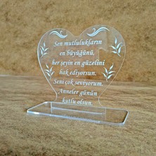 C-Tasarım Anneler Günü Pleksi Tebrik Kartı Lazer Kazıma Güzel Sözler Kişiye Özel