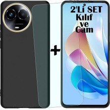 MTK Moveteck Realme 11 4g Kılıf Kamera Korumalı Soft Yumuşak Silikon + 9h Tempereli Nano Cam 2'li Set Ekran Camı ve Kılıf