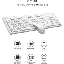 Lecoo CM101 USB Kablolu Türkçe Q Klavye & Mouse Set Beyaz