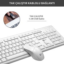 Lecoo CM101 USB Kablolu Türkçe Q Klavye & Mouse Set Beyaz