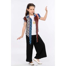 Mornio Kız Çocuk 3'lü Takım Bağlamalı Gömlek-T-Shirt ve Geniş Paça Pantolon MRN2424