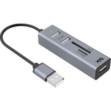 Bix BX05HB 4in1 USB Hub Micro SD / SD Kart Giriş, 2x USB 2.0 Port Windows Uyumlu Çoklayıcı Adaptör