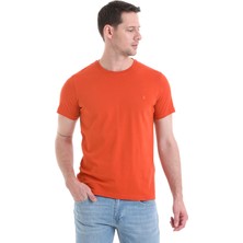 Hatemoğlu Kiremit Regular Fit Düz 100% Pamuklu Bisiklet Yaka Tişört