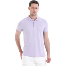 Hatemoğlu Lila Regular Fit Düz 100% Pamuklu Polo Yaka Tişört