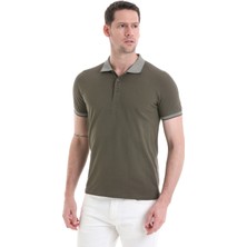 Hatemoğlu Haki Regular Fit Düz 100% Pamuklu Polo Yaka Tişört