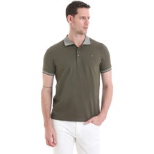 Hatemoğlu Haki Regular Fit Düz 100% Pamuklu Polo Yaka Tişört