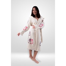 Reina Teks Peştemal Bornoz Pamuklu Fil Desen Pembe-Mor 1 Adet Unisex Beachwear Kimono Kaftan