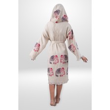 Reina Teks Peştemal Bornoz Pamuklu Fil Desen Pembe-Mor 1 Adet Unisex Beachwear Kimono Kaftan