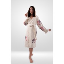 Reina Teks Peştemal Bornoz Pamuklu Fil Desen Pembe-Mor 1 Adet Unisex Beachwear Kimono Kaftan