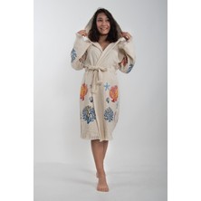 Reina Teks Peştemal Bornoz Pamuklu Plaj Karışık Mercan Deniz Yıldızı Desen 1ADET Unisex Beachwear Kimono Kaftan