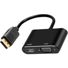 Coverzone Çoklayıcı Adaptör 2 In 1 Dp To VGA HDMI Kasa Bilgisayar Uyumlu Çevirici Adaptör Çok Portlu Çoklayıcı 2in1 Displayport To VGA HDMI ZR723