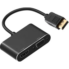 Coverzone Çoklayıcı Adaptör 2 In 1 Dp To VGA HDMI Kasa Bilgisayar Uyumlu Çevirici Adaptör Çok Portlu Çoklayıcı 2in1 Displayport To VGA HDMI ZR723