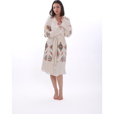 Reina Teks Peştemal Bornoz Pamuklu Etnik Kilim Desen 1 Adet Unisex Beachwear Müslin Kimono Kaftan