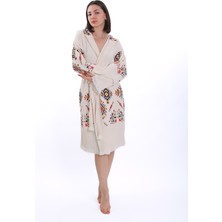 Reina Teks Peştemal Bornoz Pamuklu Etnik Kilim Desen 1 Adet Unisex Beachwear Müslin Kimono Kaftan