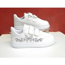 Amazoon Desing Kelebek Baskılı Kız Çocuk Spor Ayakkabı Okul Ayakkabısı Sneaker