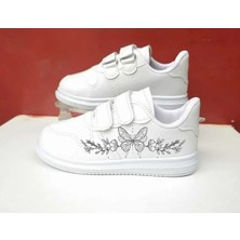 Amazoon Desing Kelebek Baskılı Kız Çocuk Spor Ayakkabı Okul Ayakkabısı Sneaker