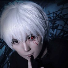 Xiaxiaoer Popüler Cosplay Anime Avrupa ve Amerikan Ghouls Kaneki Ken Kısa Saç Tokyo Ghoul Gümüş Peruk Dış Ticaret (Yurt Dışından)