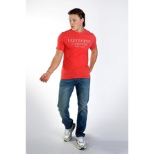 Lee Cooper Cador Erkek %100 Pamuk O Yaka T-Shirt Mercan