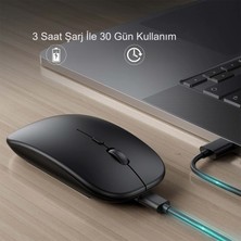 Hymark Sessiz Tıklama Şarjlı Çift Modlu Bluetooth Kablosuz 2.4ghz Siyah Mouse