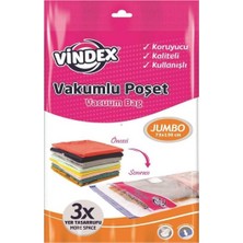 Vindex Vakumlu Giyisi Yastık Yorgan Saklama Torbası Poşeti Hurç - Jumbo - 73X130 Cm. - 5 Paket