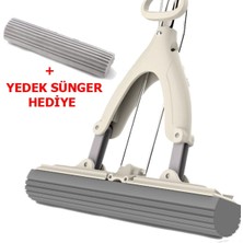 Bima 1+1 Yedek Süngeri Hediye Kelebek Sıkma Mekanizmalı Mikrofiber Mop Sünger Sıkmalı Mop