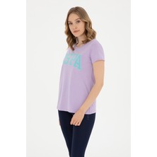 U.S. Polo Assn. Kadın Lila Bisiklet Yaka Basic Tişört 50280036-VR034