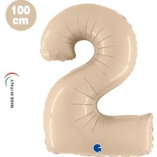 Parti Dükkanım 2 Rakam Folyo Balon Satin Krem (100X70 Cm)