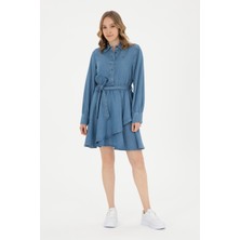 U.S. Polo Assn. Kadın Açık Mavi Polo Yaka Jean Elbise 50283539-DN0021