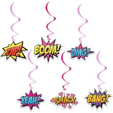 Parti Dükkanım Superhero Girl Comics Asma Süs 6 Adet