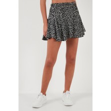 Lela Desenli Beli Lastikli Mini Şort Etek Bayan Şort Etek 5865118