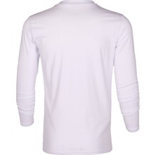 Sportface Beyaz Uzun Kollu T-Shirt Sıfır Yaka Kesik Sportface Baskılı Slim Fit