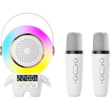 Vothoon Astronot Rgb Bluetooth Hoparlör Kablosuz Karaoke Taşınabilir LED Parti Işıklı Mikrofon Seti