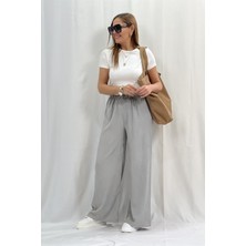 Yakamel Kadın Bürümcük Salaş Bol Paça Palazzo Pantolon