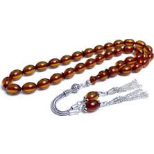 Tesbih Rüyası Gümüş Saçaklı Püsküllü Ateş Kehribar Tesbih