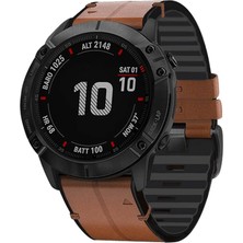 Markacase Garmin Fenix 6x-6x Pro  Uyumlu Quick Fit Özellikli Deri Kordon Kayış