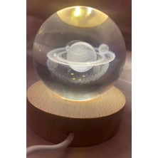 Rahan 3D LED Işık Cam Küre Tek Renk Kristal Küre Fante Zi Dekoru Gece Lambası Günışığı Ahşap Galaksi 6 cm