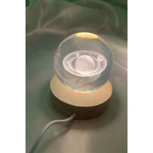 Rahan 3D LED Işık Cam Küre Tek Renk Kristal Küre Fante Zi Dekoru Gece Lambası Günışığı Ahşap Galaksi 6 cm