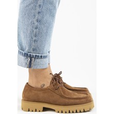 Manijero Taral Kadın  Deri Köşeli  Bağcıklı Taba Süet Ayakkabı