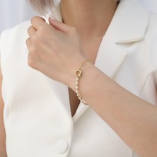 Nox Jewelry 925 Ayar Gümüş Cream Tatlısu Incisi Bileklik-4mm