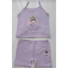Adn Kids Kız Çocuk 5'li Resimli Atlet & Boxer Açık Sarı -Beyaz -Su Yeşili -Pembe -Lila