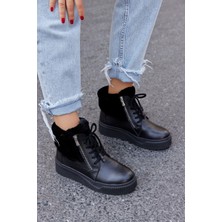 Sandnes Siyah Hakiki Deri Kürklü Kadın Spor Bot