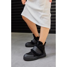 Oslo Siyah Süet Hakiki Deri Kürklü Kadın Spor Bot