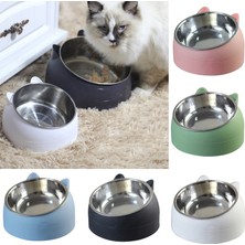 Shanhua Shop Beyaz-2 Tarzı 400ML Paslanmaz Çelik Kedi Kasesi Kaymaz Köpek Tabanı Kedi Maması Içme Suyu Besleyici Eğim Boyun Koruma Tabağı Evcil Hayvan Kasesi ml (Yurt Dışından)