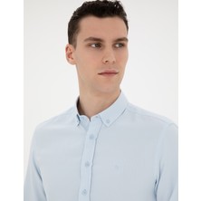 Pierre Cardin Erkek Açık Oxford Mavi Slim Fit Uzun Kollu Gömlek 50289396-VR003