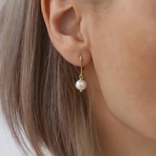 Nox Jewelry 925 Ayar Gümüş White Tatlısu Incisi Küpe-8mm