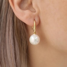 Nox Jewelry 925 Ayar Gümüş Creamrose Tatlısu Incisi KÜPE-14MM