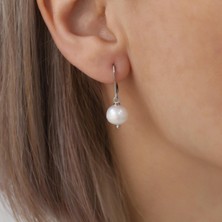 Nox Jewelry 925 Ayar Gümüş White Tatlısu Incisi Küpe-9mm